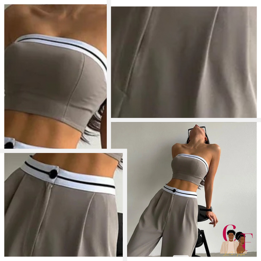 Ensemble bandeau crop top & pantallon